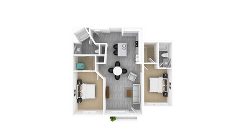 2 Bed 2 Bath, 1,330 sq ft, Willow Floorplan at The Whit in Indianapolis, IN 46204